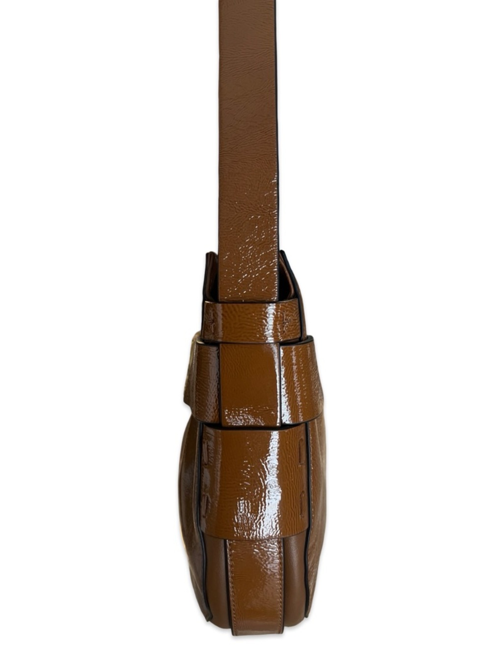 Tory Burch Gemini Link Patent Leather Cross Body in Umber NEW - Picture 5 of 14